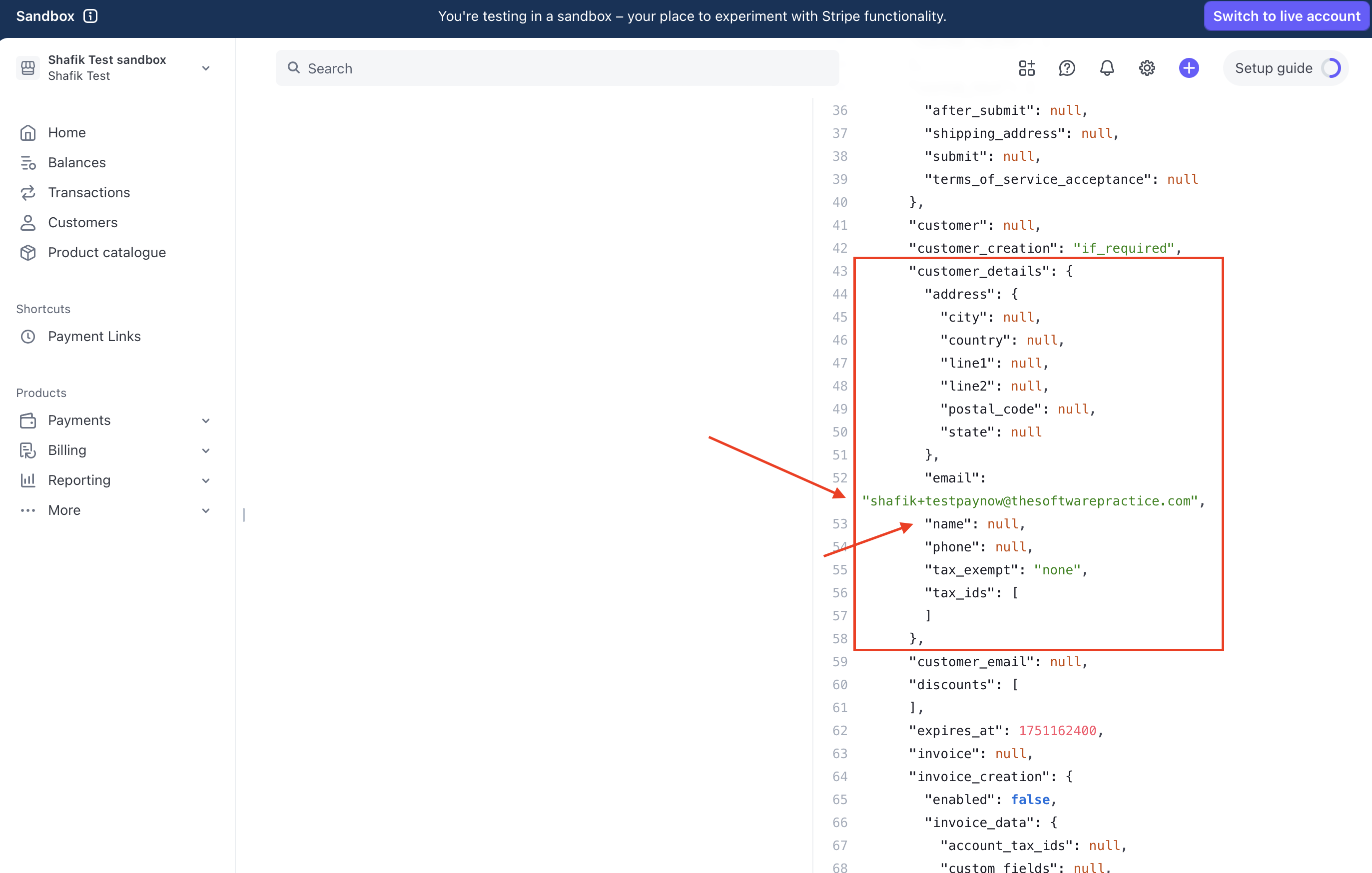 Callback and callback payload received